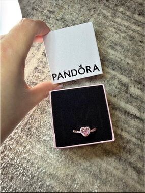 Pandora Rose Pink Heart Ring with Clear Accents